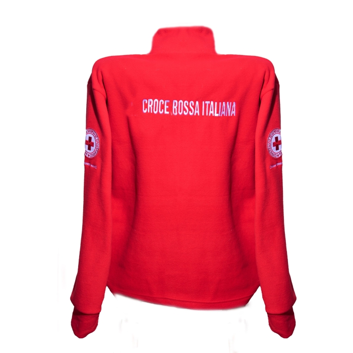 Pile rosso con zip Croce Rossa
